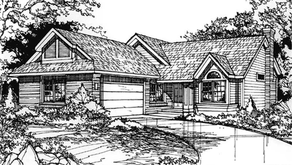 Front view of Country home (ThePlanCollection: House Plan #146-1293)