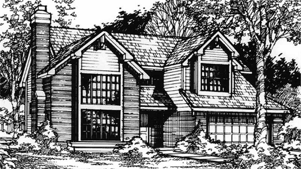 Front view of Country home (ThePlanCollection: House Plan #146-1301)