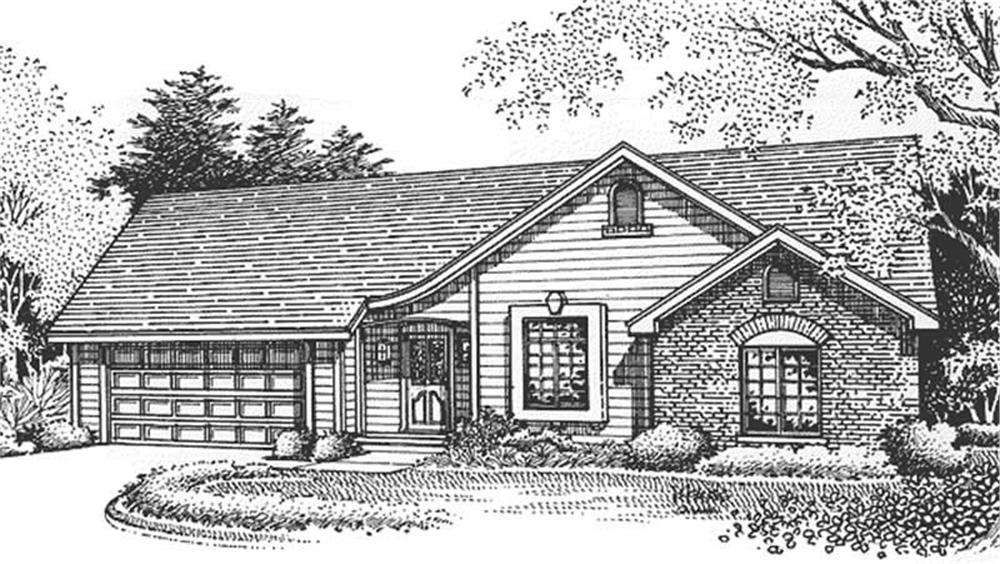 Front view of Country home (ThePlanCollection: House Plan #146-1344)