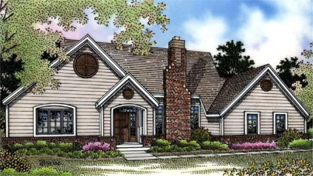 Front view of Country home (ThePlanCollection: House Plan #146-1350)