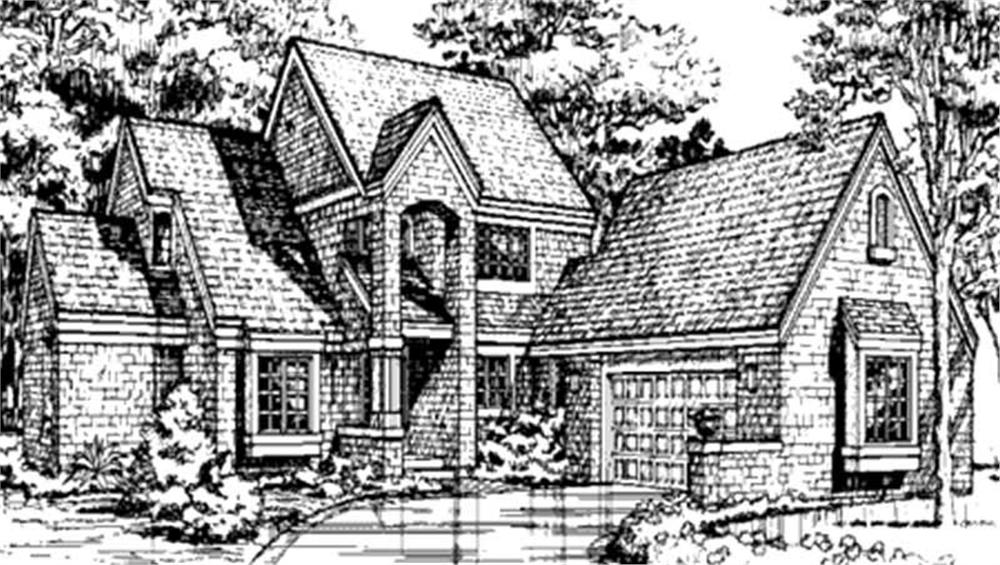 Front view of Country home (ThePlanCollection: House Plan #146-1360)
