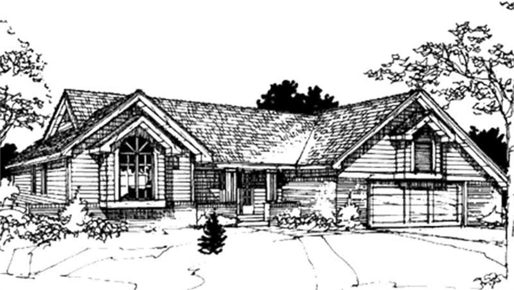 Front view of Country home (ThePlanCollection: House Plan #146-1363)