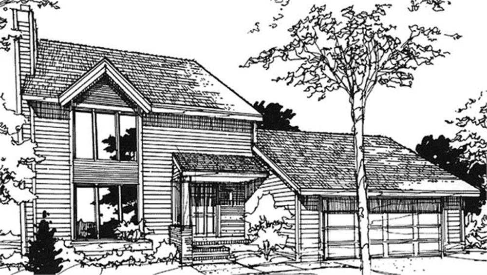 Front view of Country home (ThePlanCollection: House Plan #146-1364)