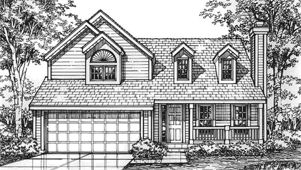 Front view of Country home (ThePlanCollection: House Plan #146-1376)