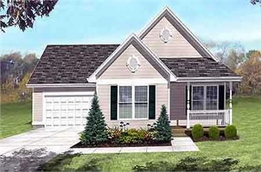3-Bedroom, 1101 Sq Ft Country House Plan - 146-1385 - Front Exterior