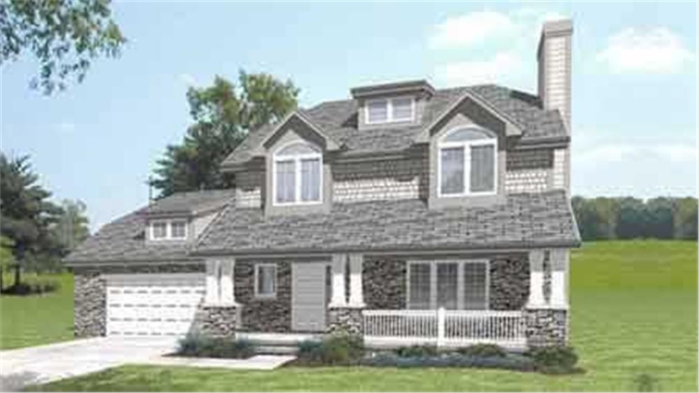 Front view of Craftsman home (ThePlanCollection: House Plan #146-1388)