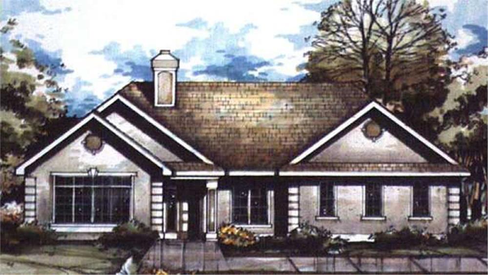 Front view of Country home (ThePlanCollection: House Plan #146-1391)