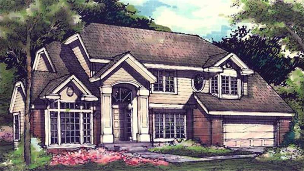 Front view of Country home (ThePlanCollection: House Plan #146-1396)