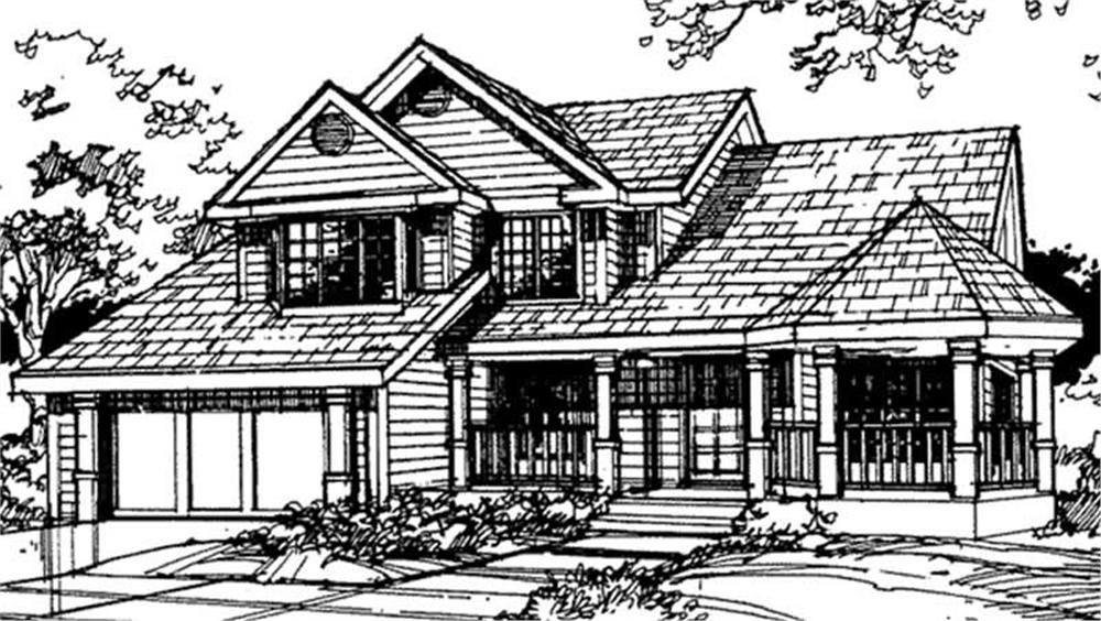 Front view of Country home (ThePlanCollection: House Plan #146-1398)
