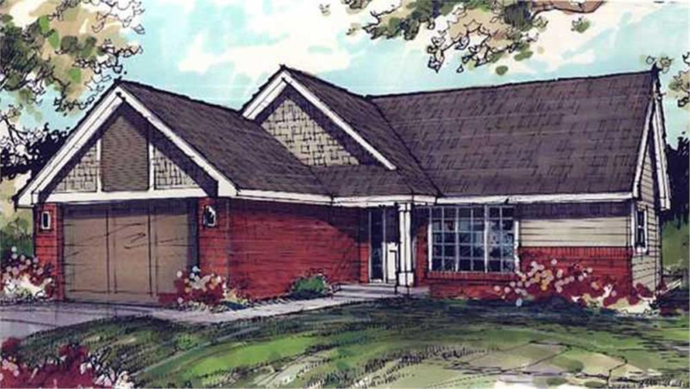 Front view of Country home (ThePlanCollection: House Plan #146-1407)