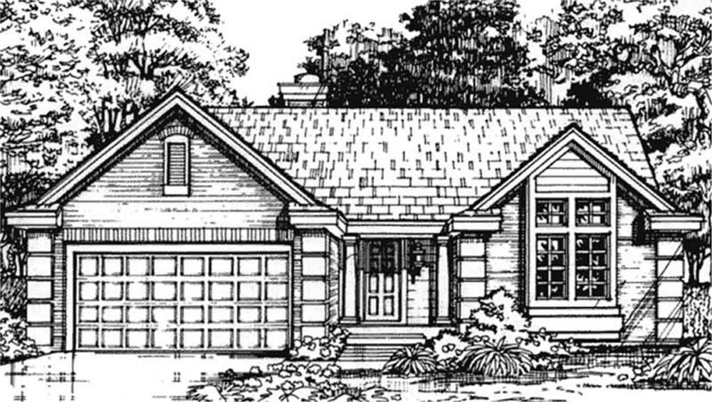 Front view of Country home (ThePlanCollection: House Plan #146-1410)