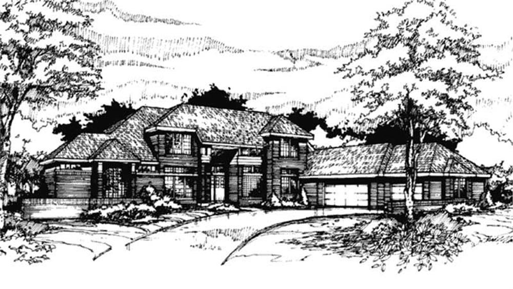 Front view of Luxury home (ThePlanCollection: House Plan #146-1416)