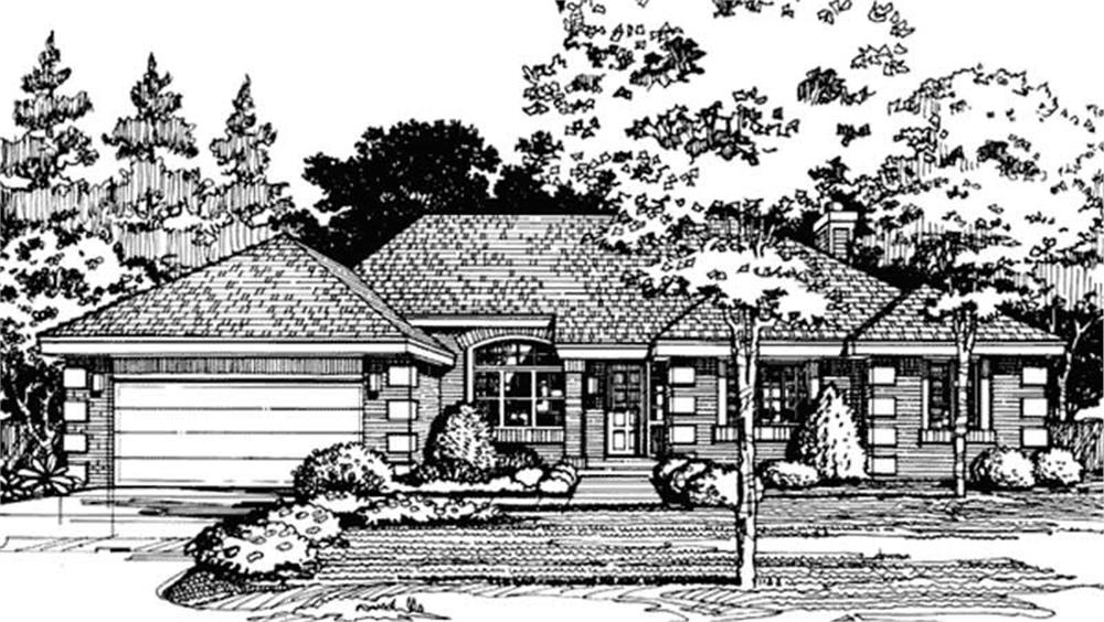 Front view of Country home (ThePlanCollection: House Plan #146-1427)