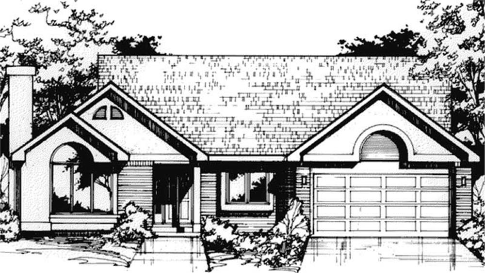 Front view of Country home (ThePlanCollection: House Plan #146-1434)