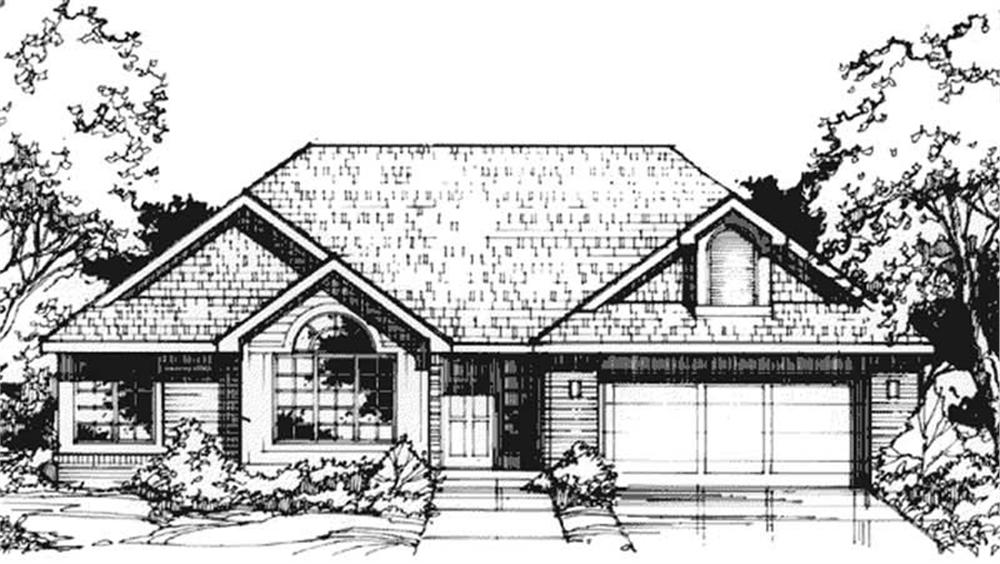 Front view of Country home (ThePlanCollection: House Plan #146-1435)