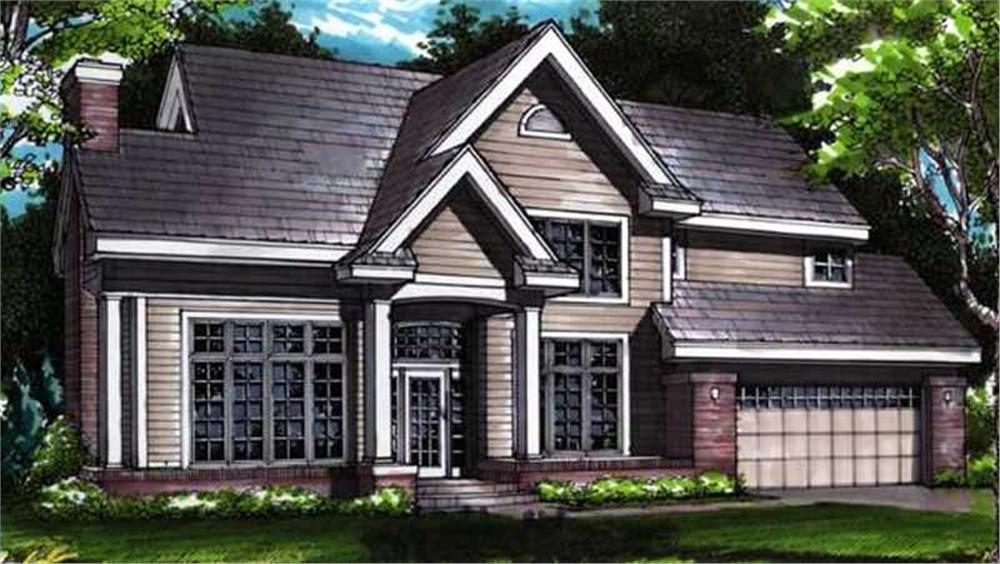 Front view of Country home (ThePlanCollection: House Plan #146-1472)