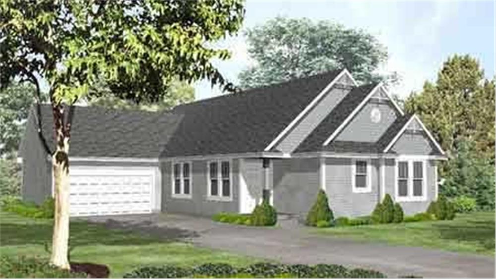 Front view of Country home (ThePlanCollection: House Plan #146-1515)