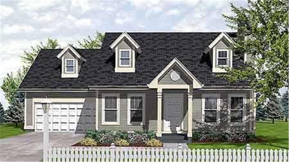 Front view of Cape Cod home (ThePlanCollection: House Plan #146-1524)