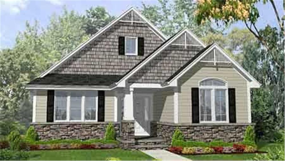 Front view of Craftsman home (ThePlanCollection: House Plan #146-1534)