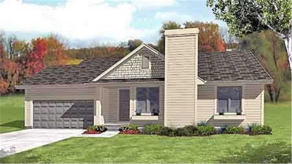 Front view of Ranch home (ThePlanCollection: House Plan #146-1587)