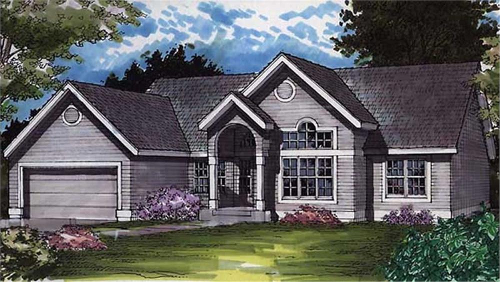 Front view of Country home (ThePlanCollection: House Plan #146-1598)