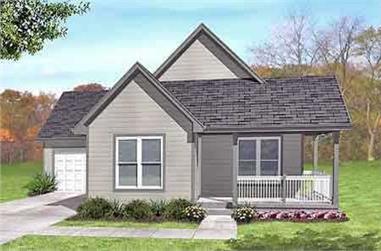 3-Bedroom, 1077 Sq Ft Country House Plan - 146-1611 - Front Exterior