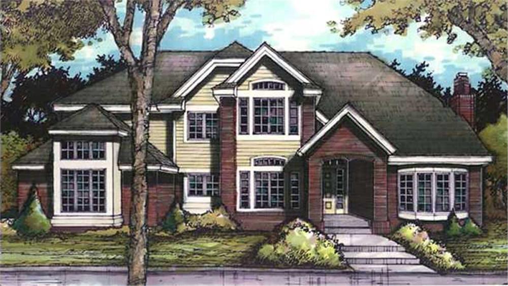 Front view of European home (ThePlanCollection: House Plan #146-1626)