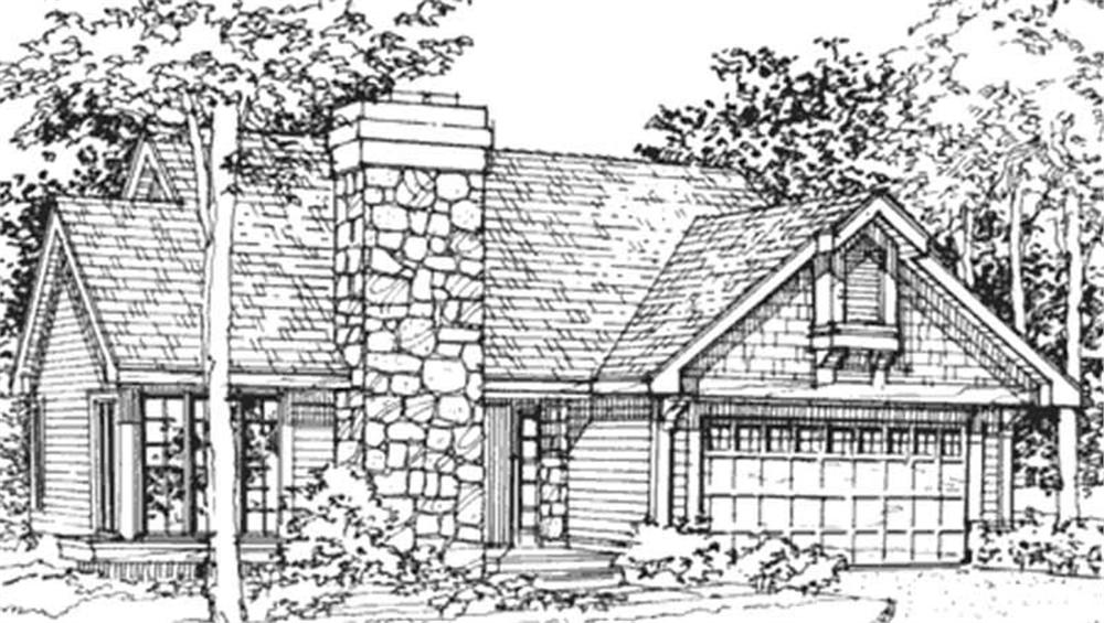 Front view of Country home (ThePlanCollection: House Plan #146-1644)
