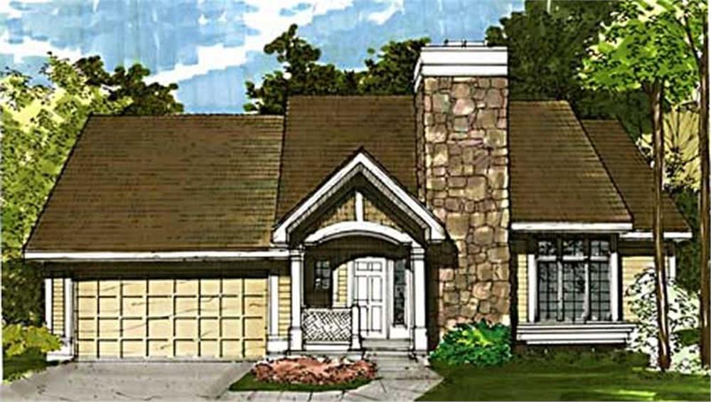 Front view of Country home (ThePlanCollection: House Plan #146-1653)