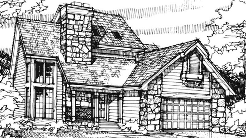 Front view of Rustic home (ThePlanCollection: House Plan #146-1660)