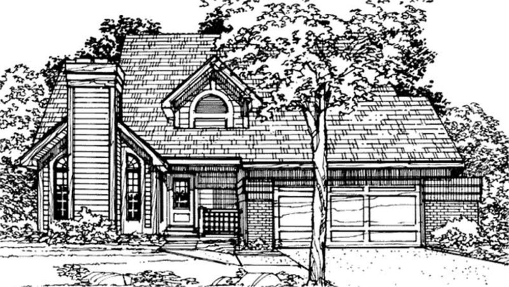 Front view of Country home (ThePlanCollection: House Plan #146-1663)