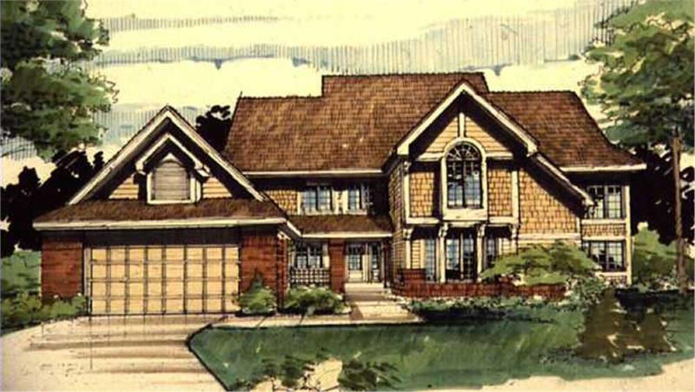 Front view of Country home (ThePlanCollection: House Plan #146-1678)