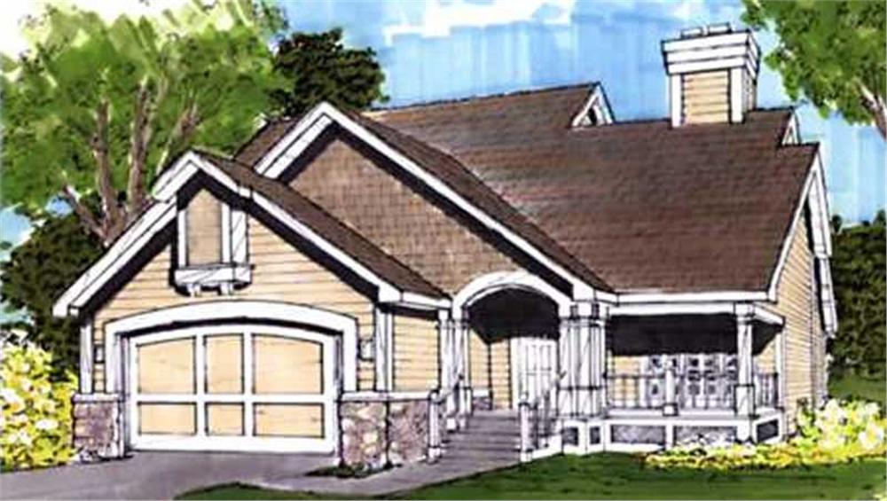 Front view of Bungalow home (ThePlanCollection: House Plan #146-1686)