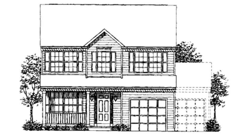 Front view of Colonial home (ThePlanCollection: House Plan #146-1706)