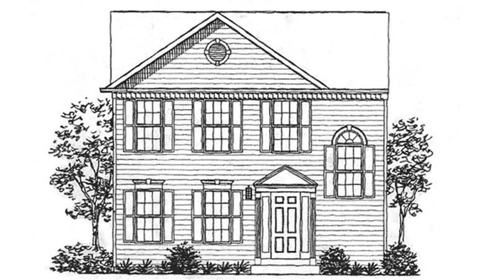 Front view of Colonial home (ThePlanCollection: House Plan #146-1719)