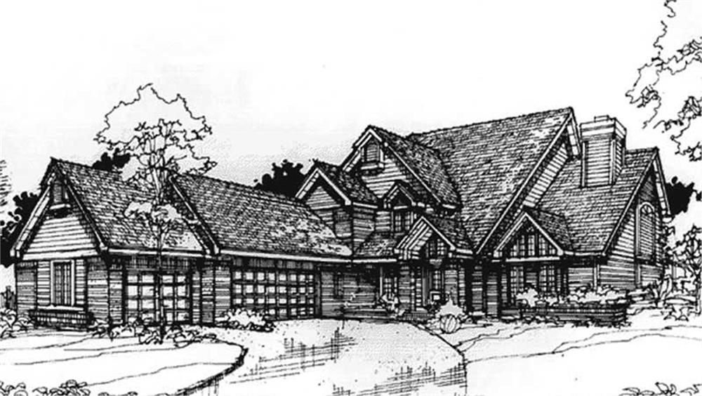 Front view of Colonial home (ThePlanCollection: House Plan #146-1733)