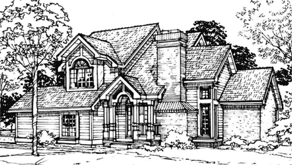 Front view of Country home (ThePlanCollection: House Plan #146-1735)