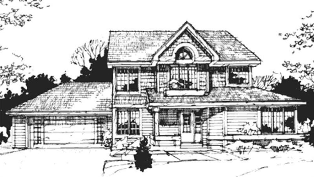 Front view of Country home (ThePlanCollection: House Plan #146-1741)