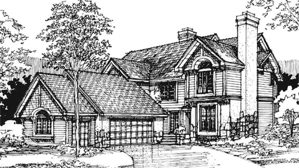 Front view of Colonial home (ThePlanCollection: House Plan #146-1750)