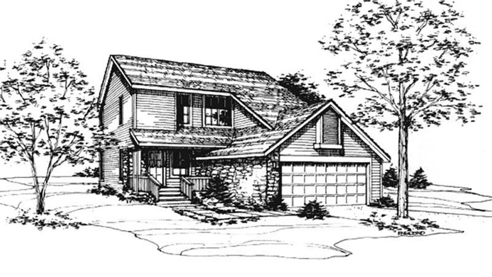 Front view of Country home (ThePlanCollection: House Plan #146-1786)