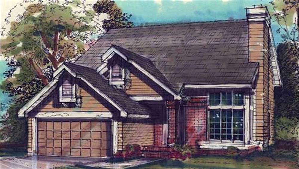 Front view of Country home (ThePlanCollection: House Plan #146-1817)