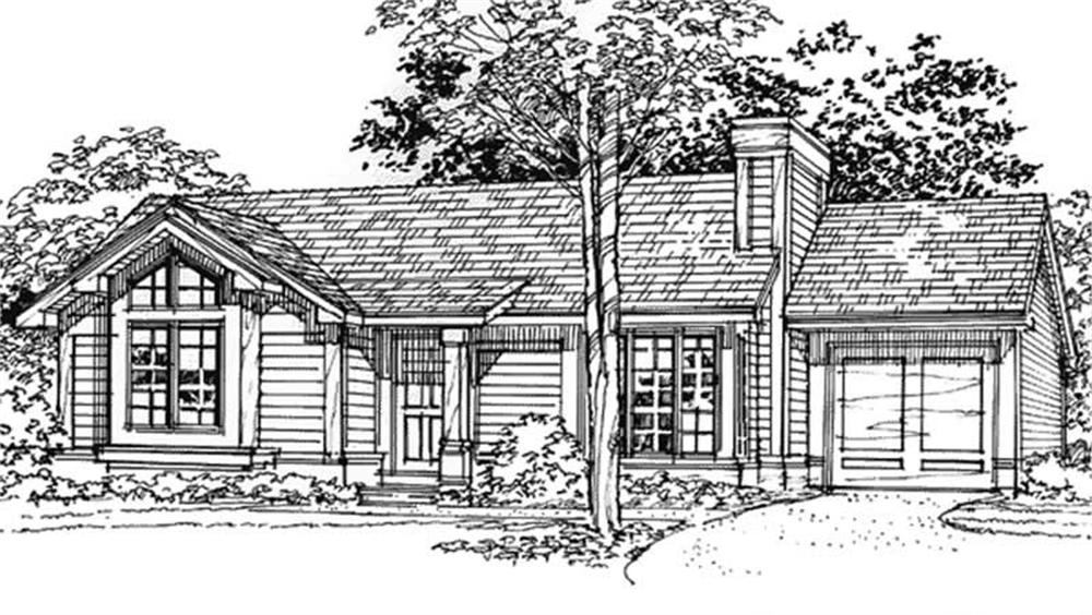 Front view of Country home (ThePlanCollection: House Plan #146-1822)