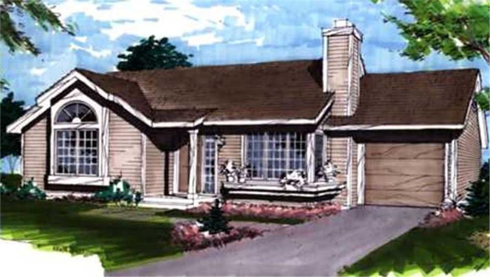 Front view of Ranch home (ThePlanCollection: House Plan #146-1853)