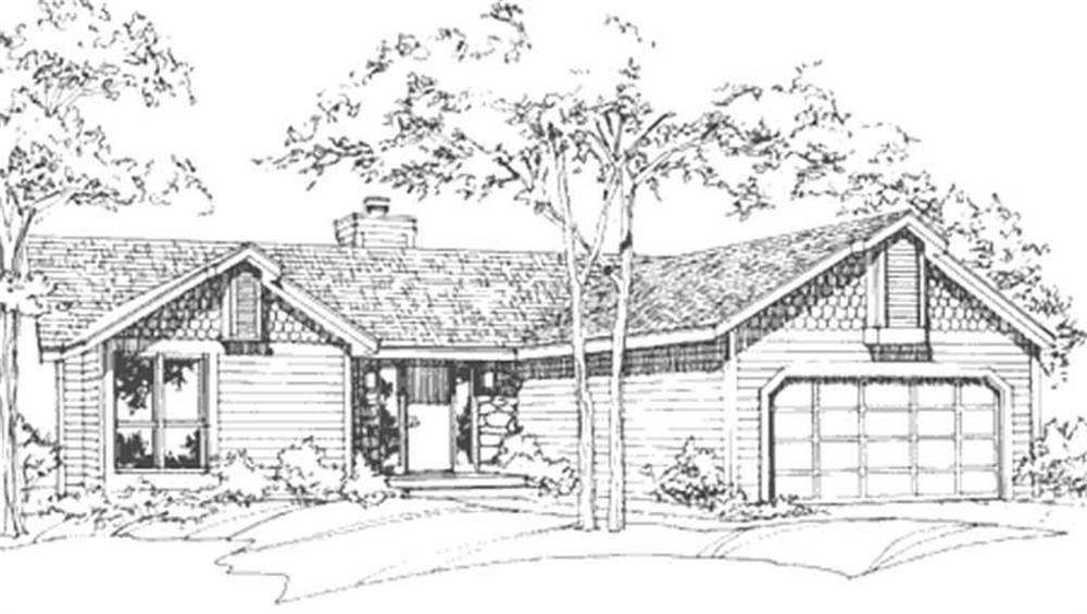 Front view of Ranch home (ThePlanCollection: House Plan #146-1875)