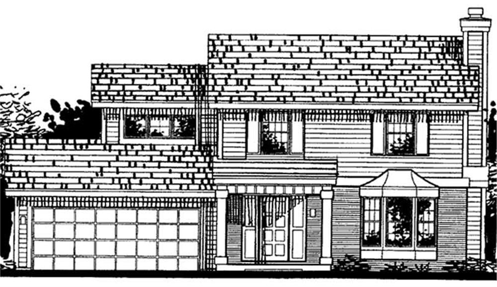 Front view of Colonial home (ThePlanCollection: House Plan #146-1945)