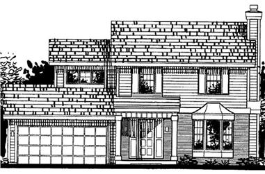 3-Bedroom, 1597 Sq Ft Colonial House Plan - 146-1945 - Front Exterior