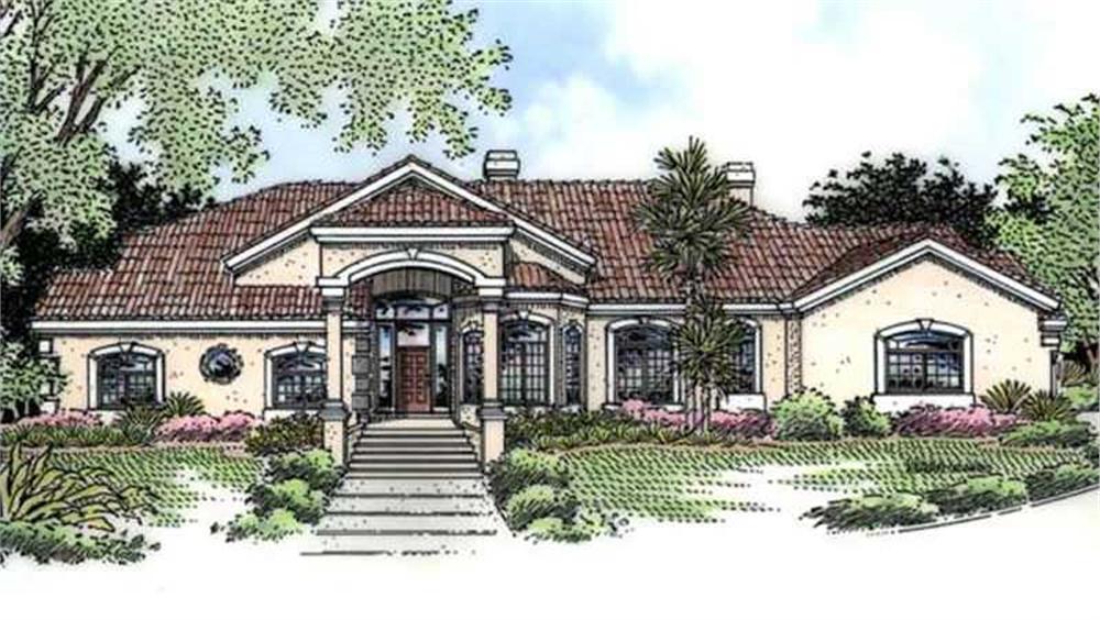 Front view of Florida Style home (ThePlanCollection: House Plan #146-1949)