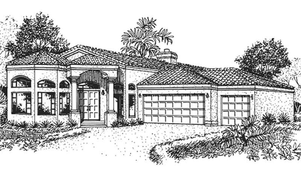 Front view of Florida Style home (ThePlanCollection: House Plan #146-1950)