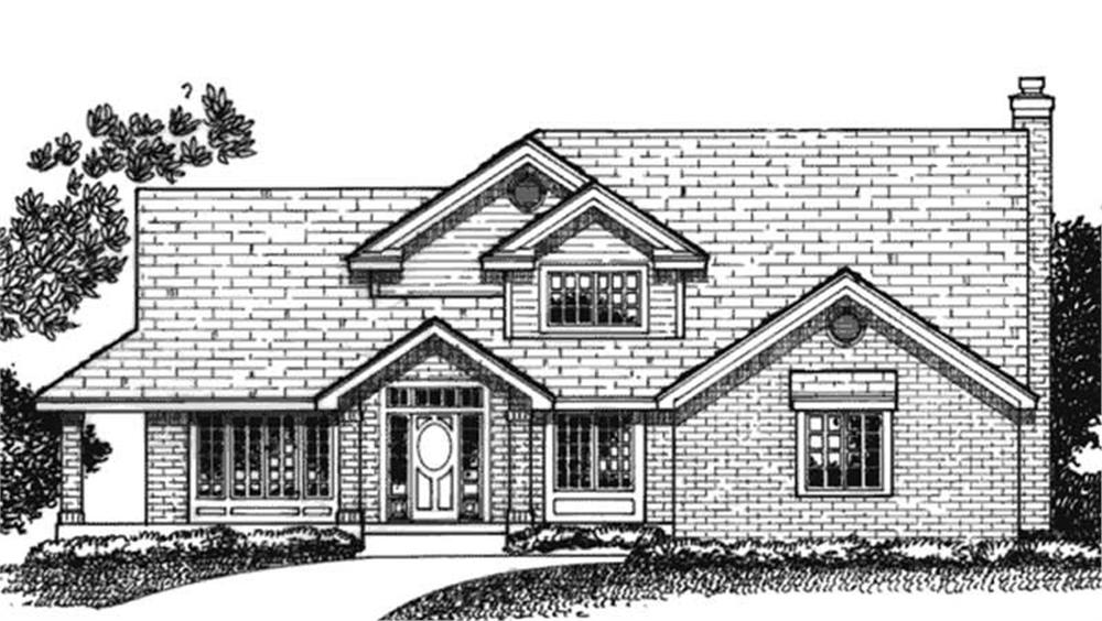 Front view of Country home (ThePlanCollection: House Plan #146-1956)
