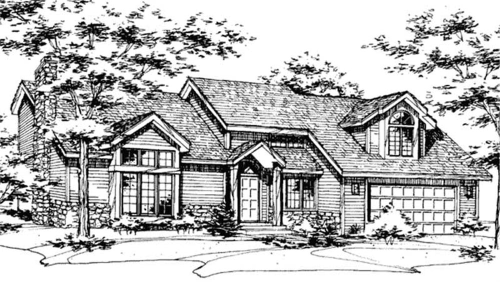 Front view of Colonial home (ThePlanCollection: House Plan #146-1961)